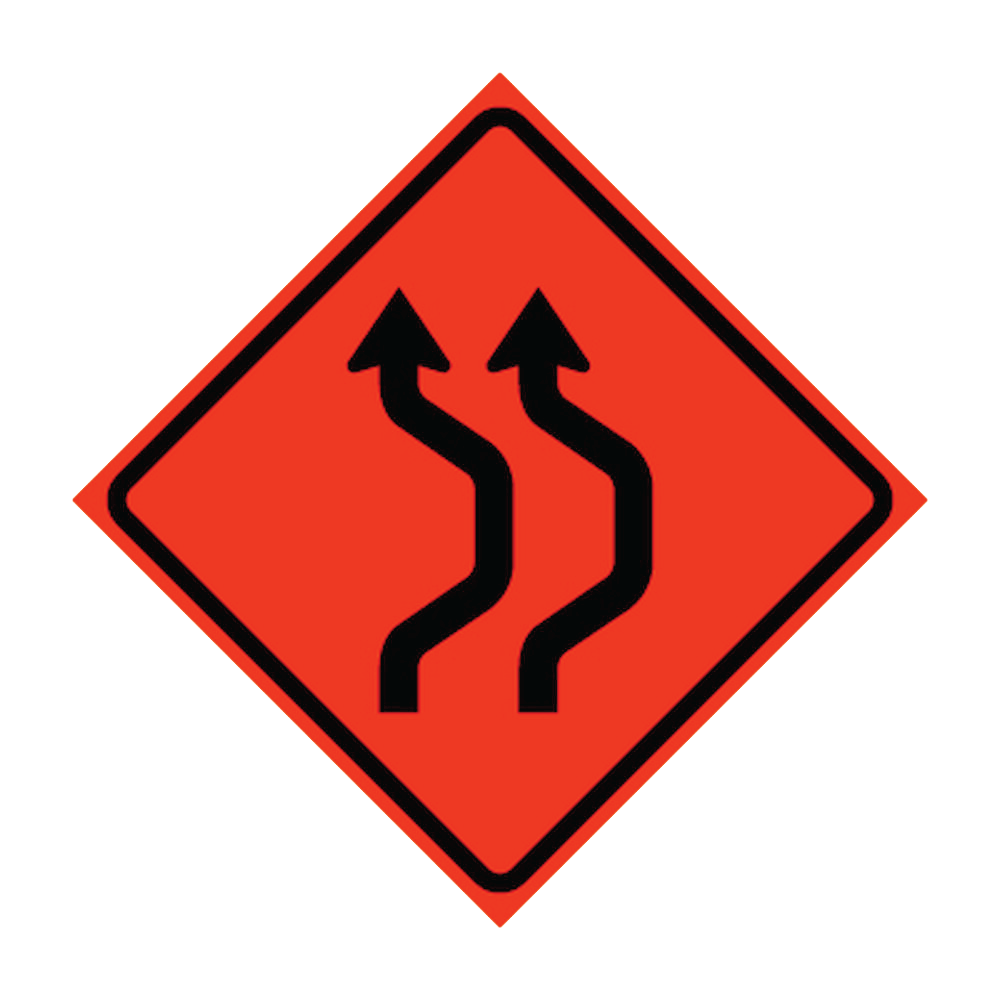 Two Lane Double Reverse Curve Right Symbol Roll-Up Traffic Sign