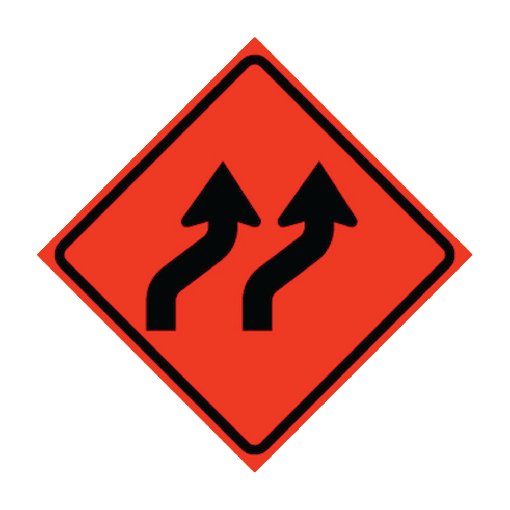 Two Lane Reverse Curve Right Symbol Roll-Up Traffic Sign