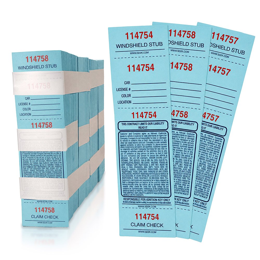 4-Part Valet Ticket (Pack of 1000)