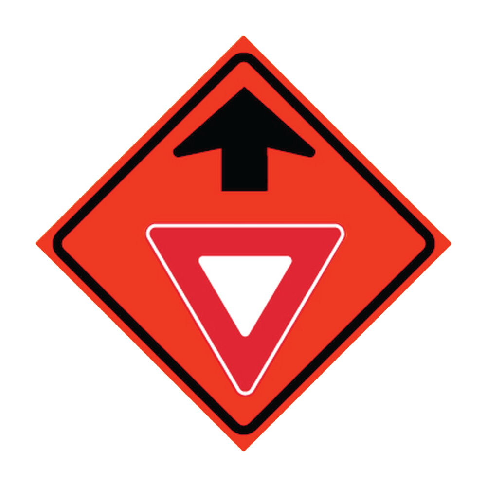 Yield Ahead Symbol Roll-Up Traffic Sign