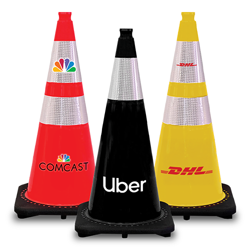 Custom printed traffic cones from Traffic Cones For Less