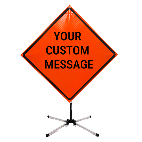 Custom printed roll-up sign from Traffic Cones For Less