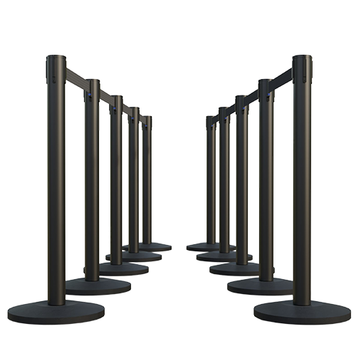 Black retractable belt stanchion from Traffic Cones For Less