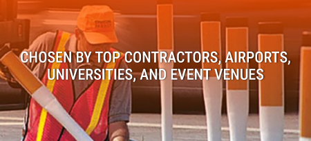 Omniflex delineator chosen by contractors, airports, universities, and venues for durable, customizable traffic safety.