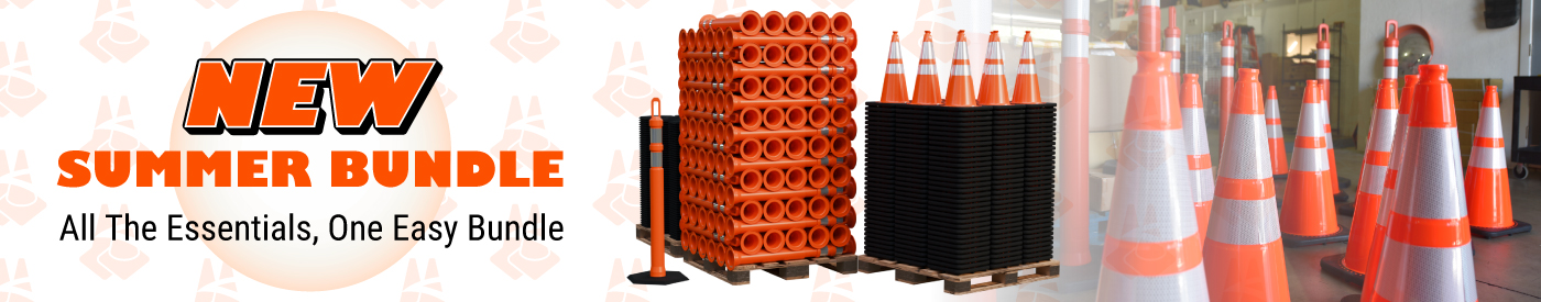 Summer Bundle of traffic cones, delineator posts, and squeeze bottles — ideal for events, parking lots, and job sites