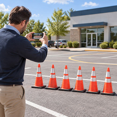 Customer photographing cones for self-certify submission
